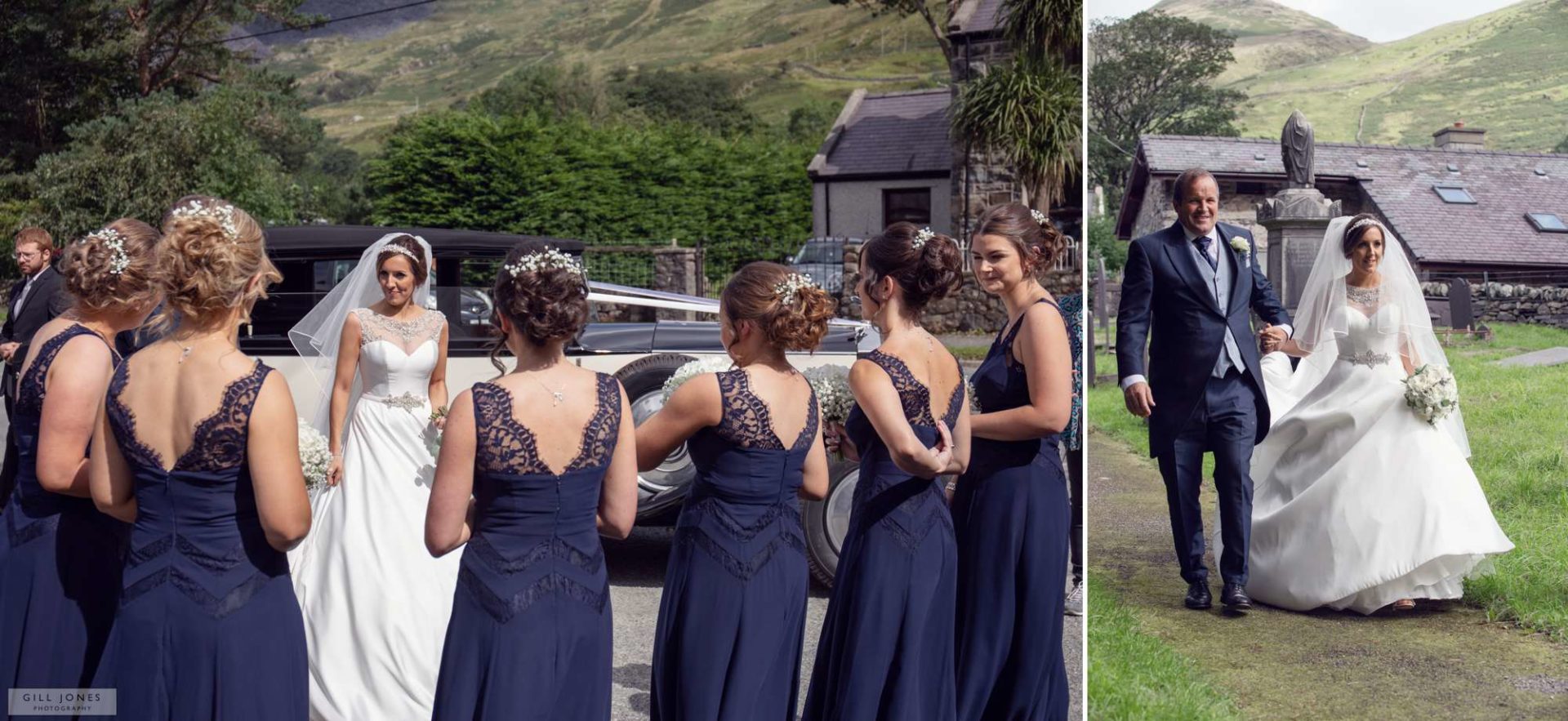 the bride arriving at church