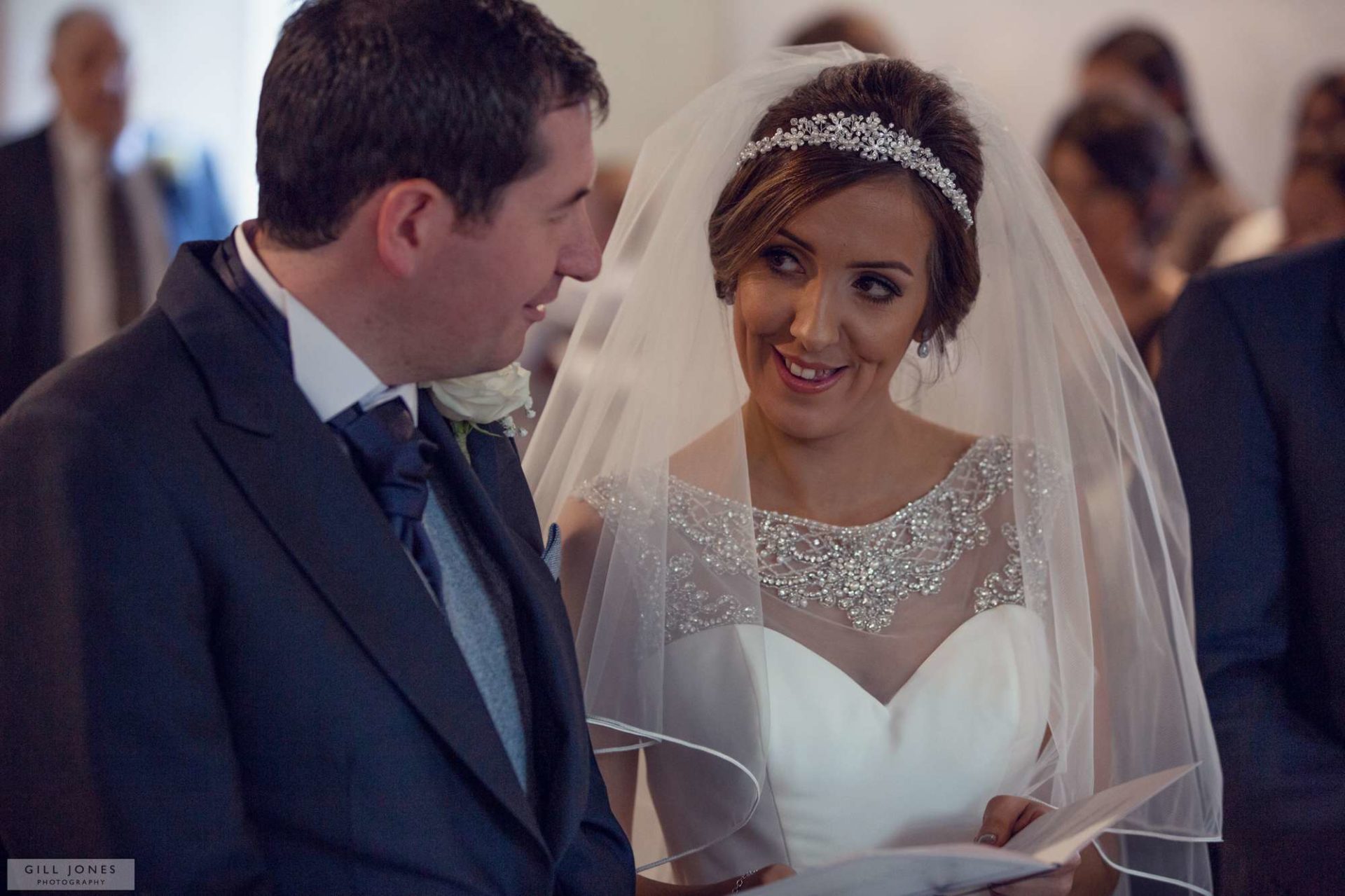 the bride glances at her groom