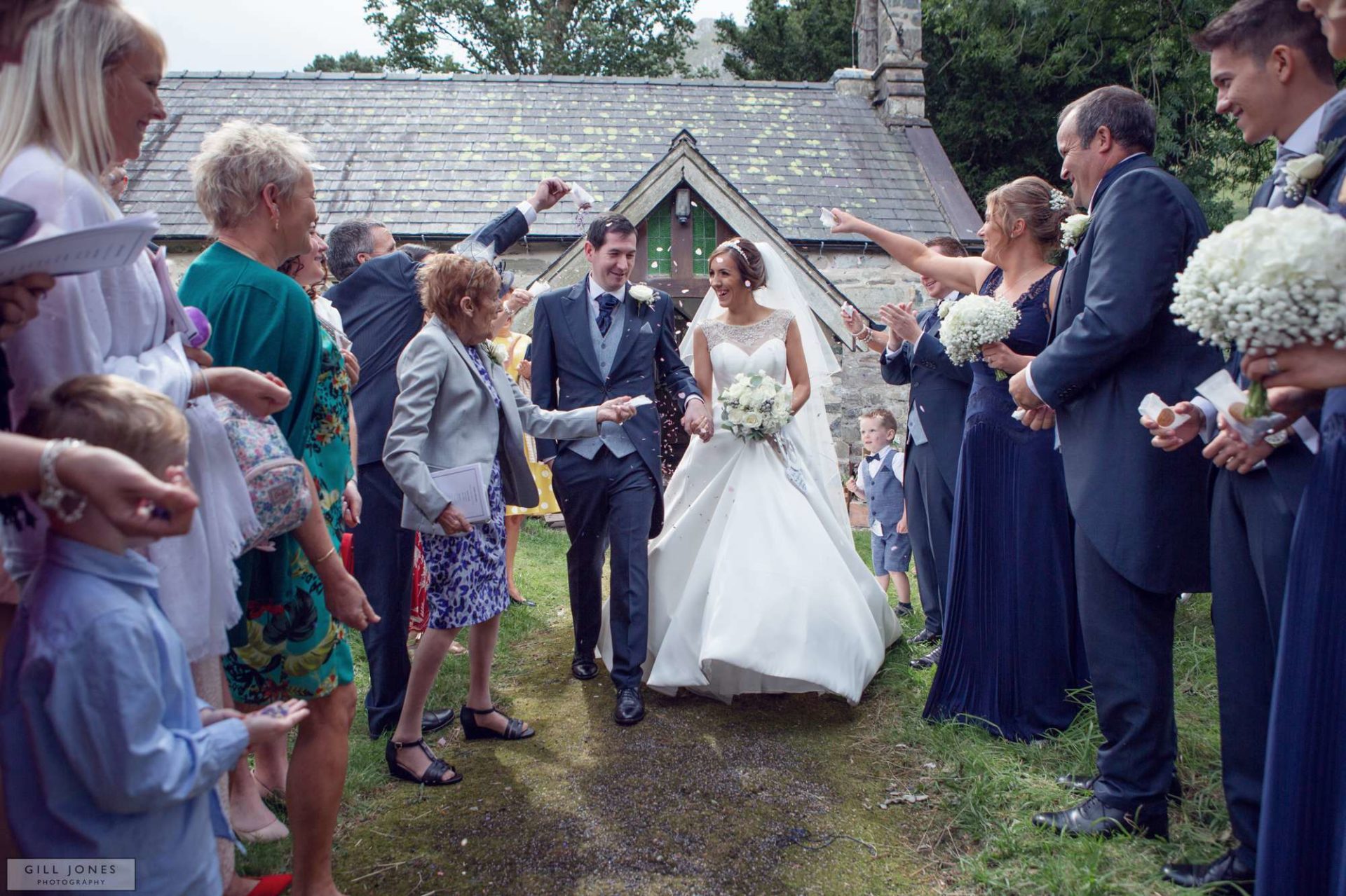 walking through the confetti throw