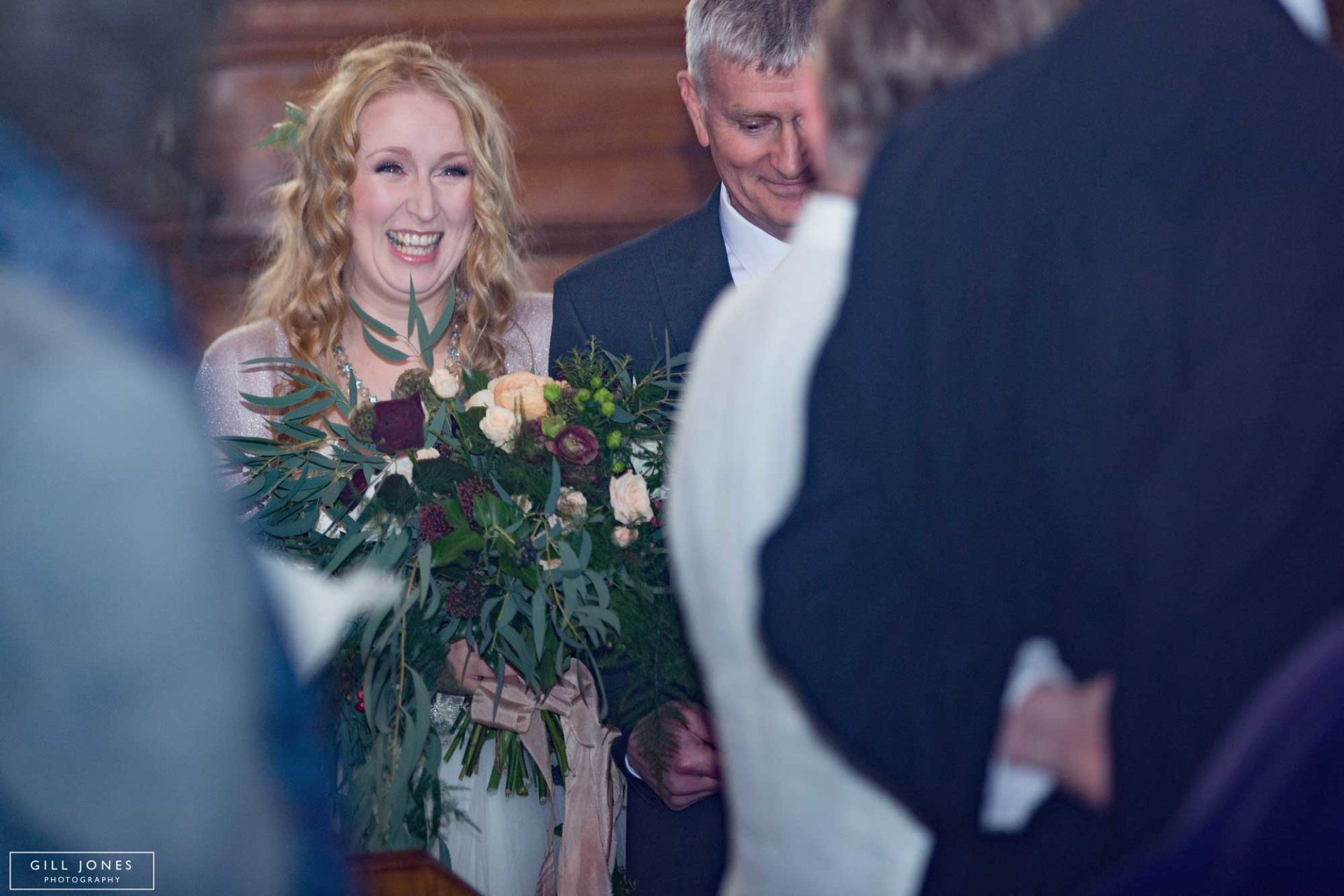 the bride walking towards the groom